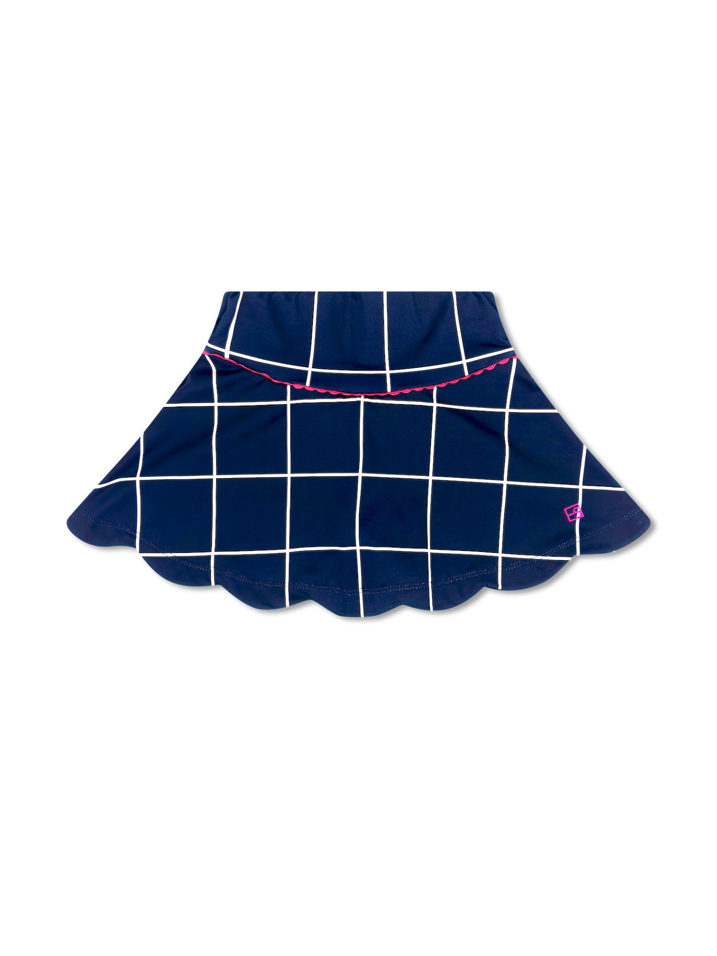 Zoe Scallop Skirt - Nantucket Navy Willington Windowpane, Power