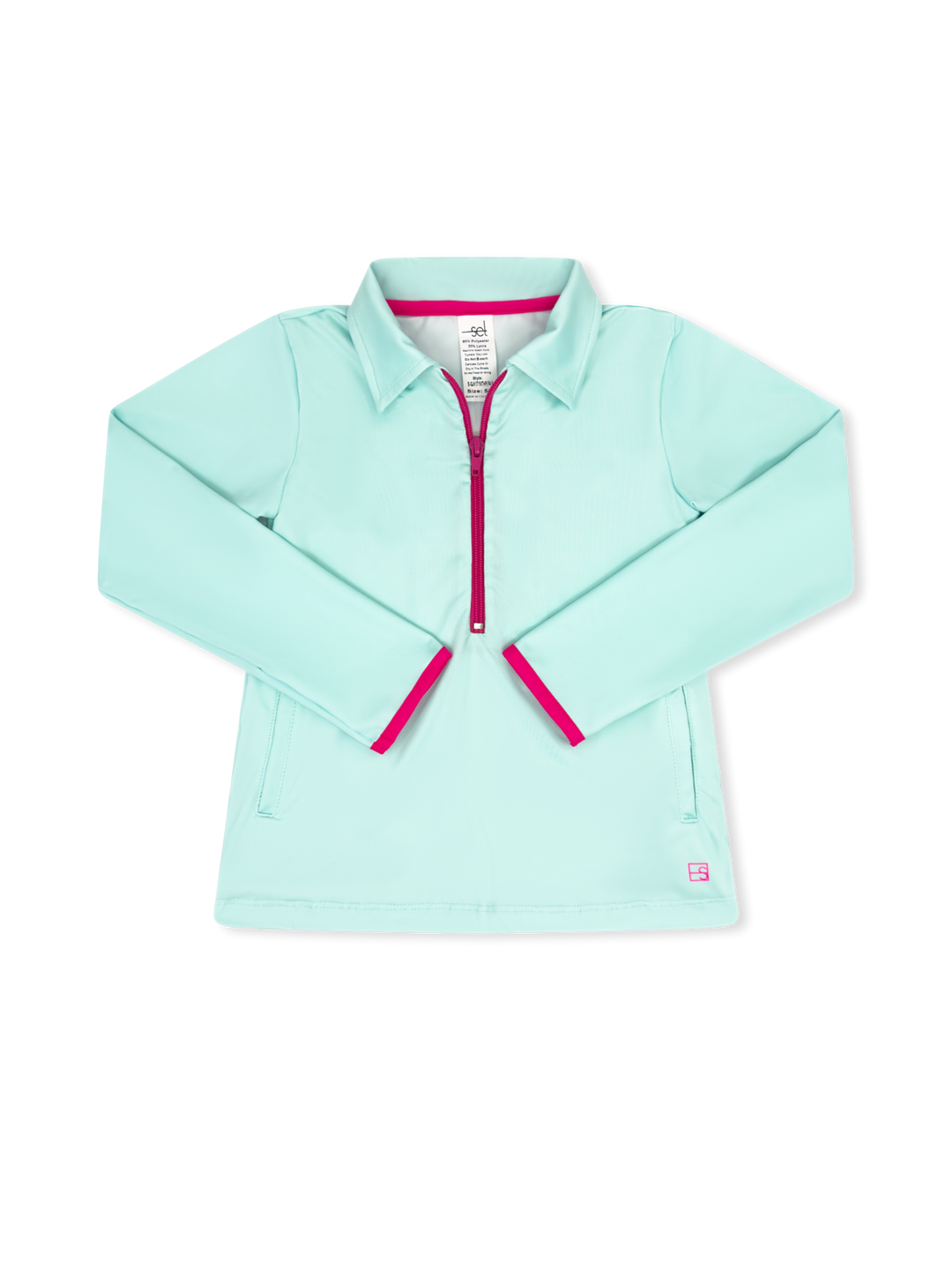 Heather Half Zip - Cool Mint, Power Pink
