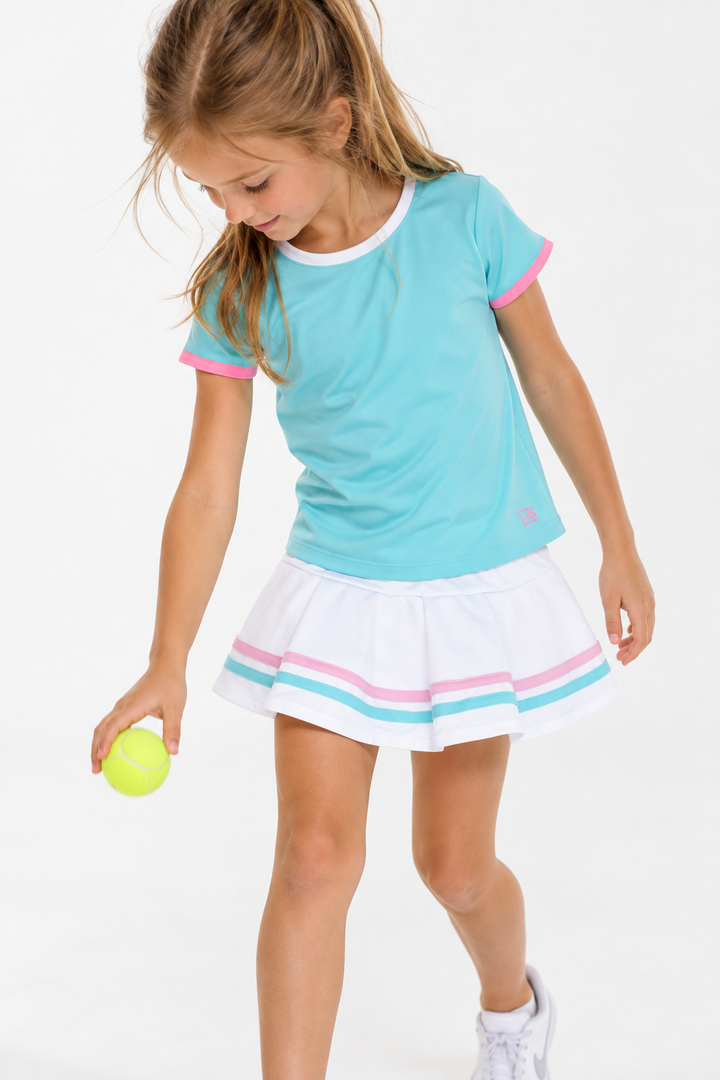 Callie Skort - Pure Coconut,  Totally Turquoise, Flamingo Pink