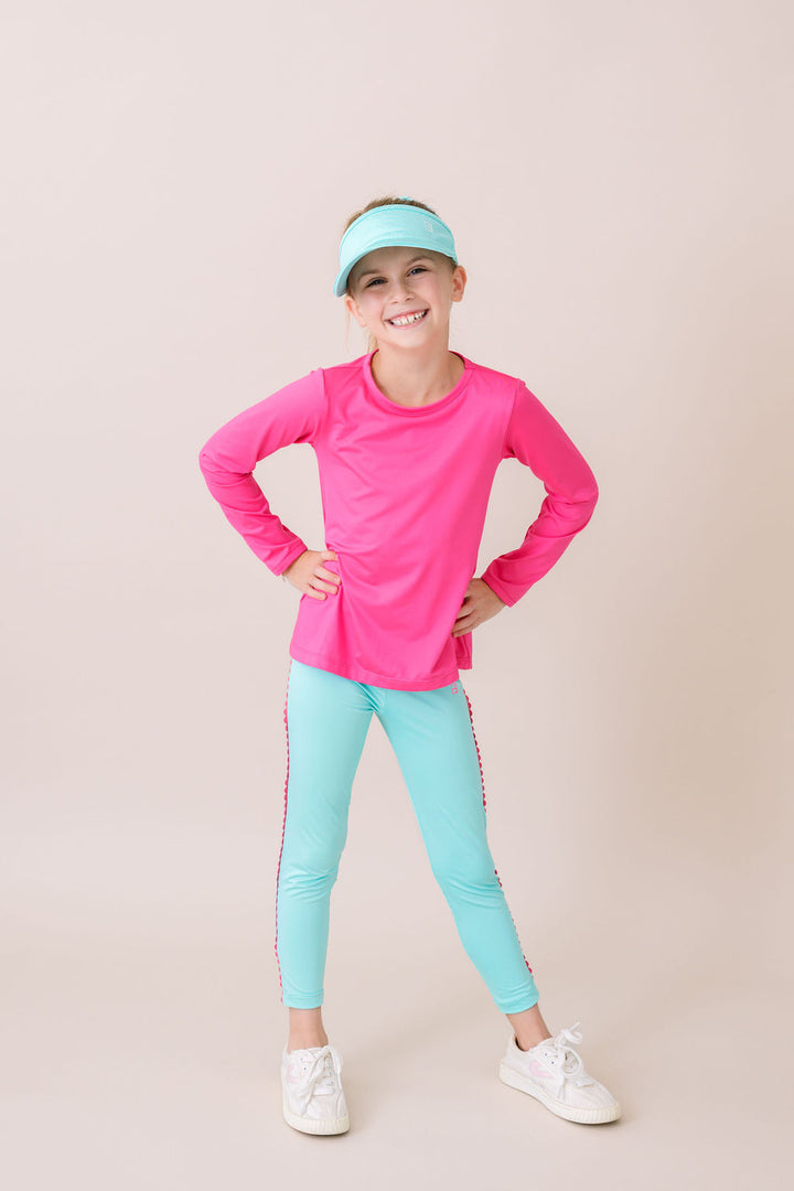 Taylor T Long Sleeve - Power Pink, Coconut White.