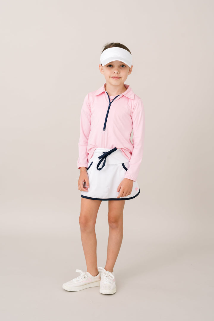 Heather Half Zip - Cotton Candy Pink, Nantucket Navy