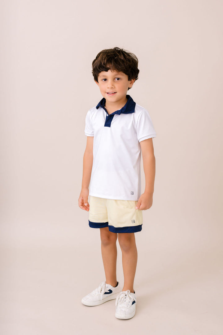 Parker Polo - Pure Coconut, Nantucket Navy.