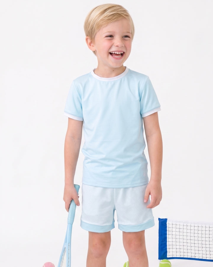 Bradley Basic T -  Cotton Candy Blue, Cotton Candy Blue Minigingham