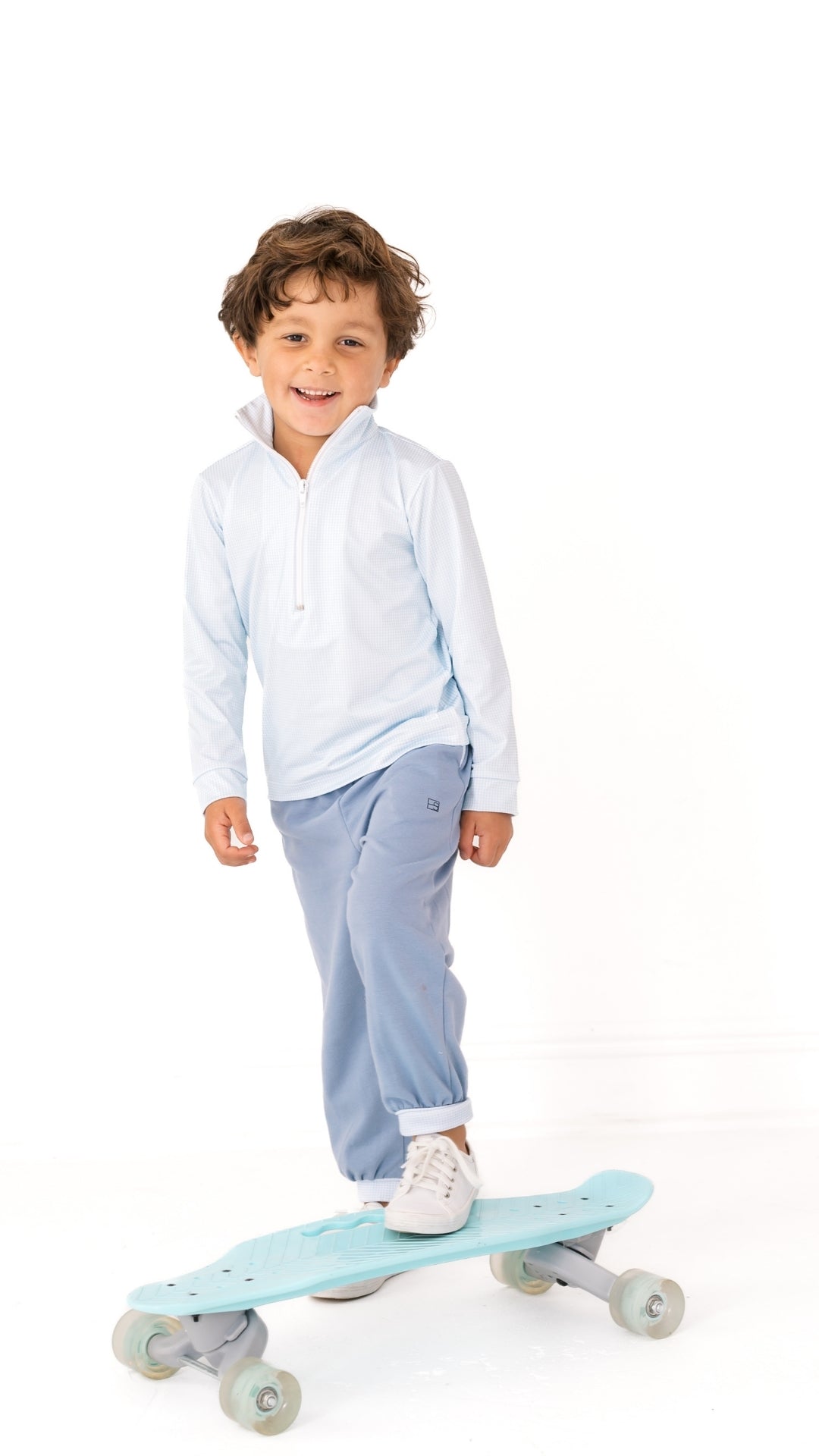 Beloved Banded Pant - Lake Blue, Cotton Candy Blue Minigingham