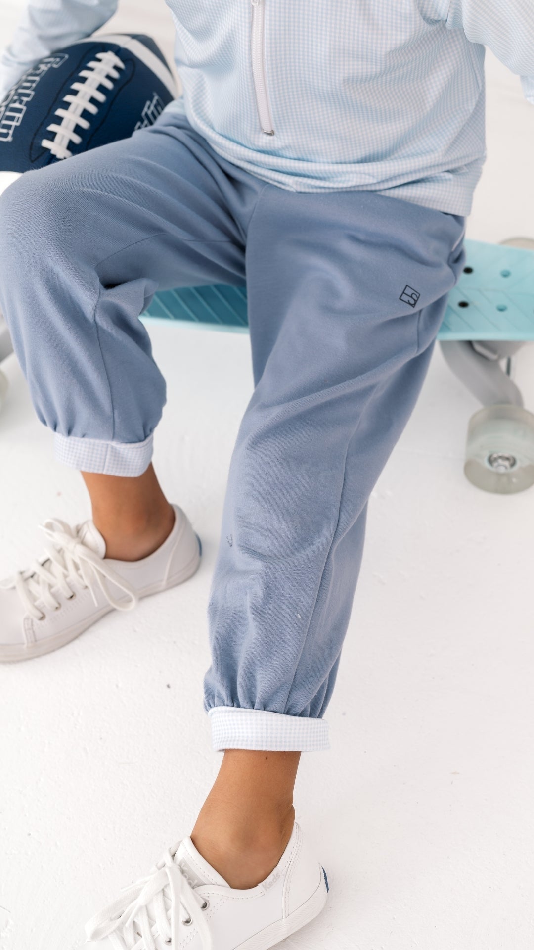 Beloved Banded Pant - Lake Blue, Cotton Candy Blue Minigingham