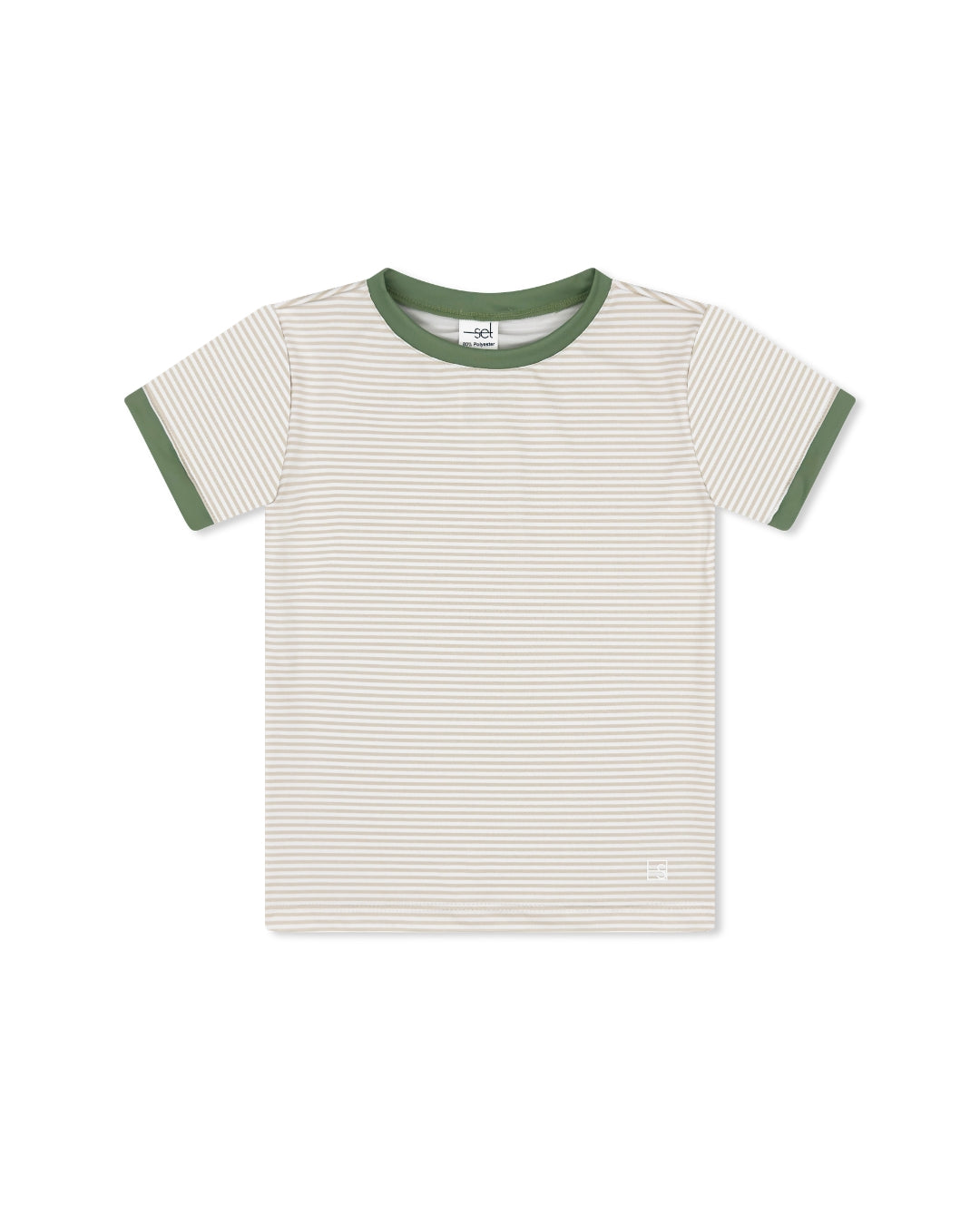 Bradley Basic Tee -  Sandstone Ministripe, Pistachio Green