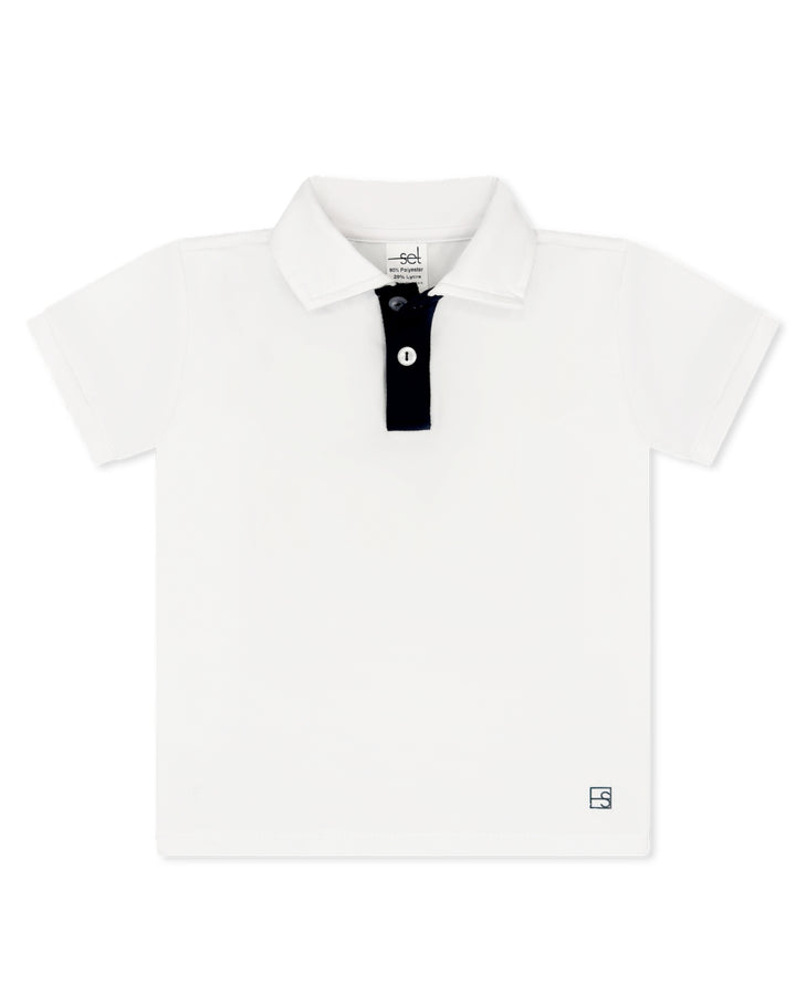 Parker Polo -  Pure Coconut, Nantucket Navy