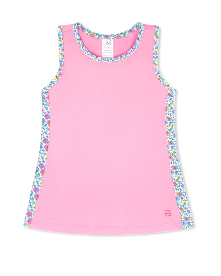 Drew Tank - Flamingo Pink, Whimsy Wildflower