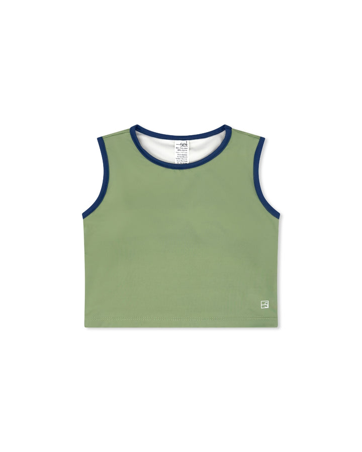 Maggie Mid-Rise Tank - Pistachio Green, Baton Rouge Blue