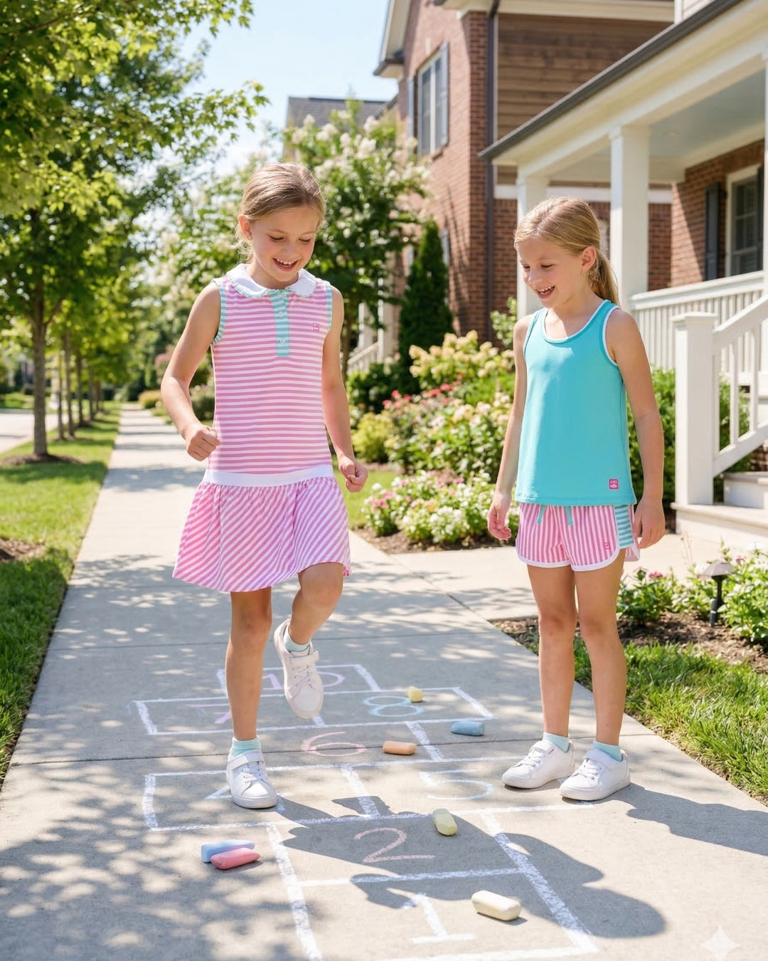Annie Short - Flamingo Pink Stripe, Totally Turquoise Stripe