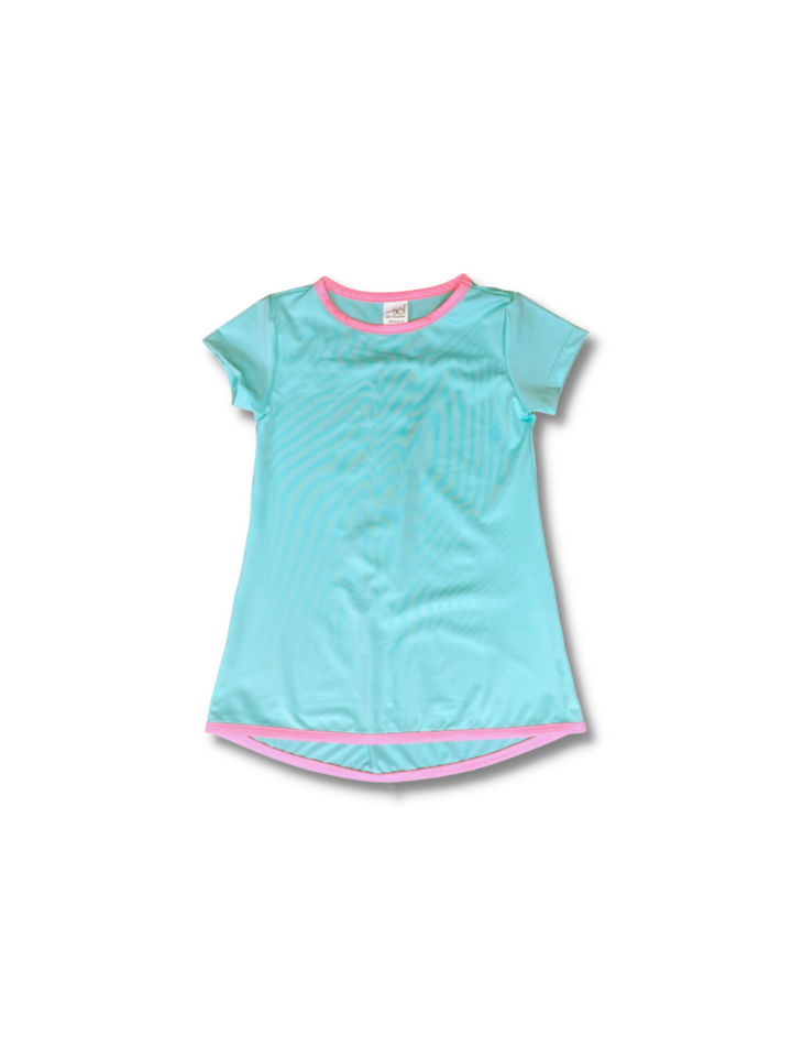 Lindsay Long T - Turq/Pink