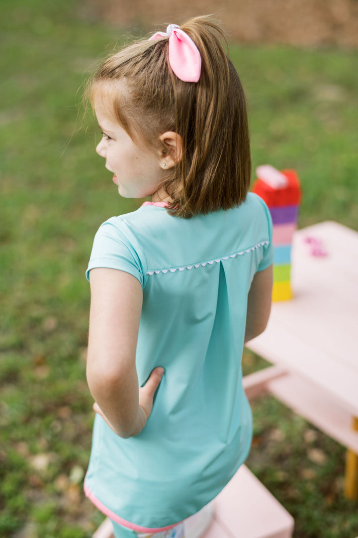 Lindsay Long T - Turq/Pink