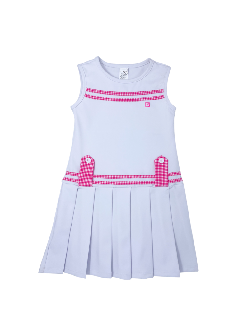 Magnolia Dress - Pure Coconut / Power Pink Minigingham