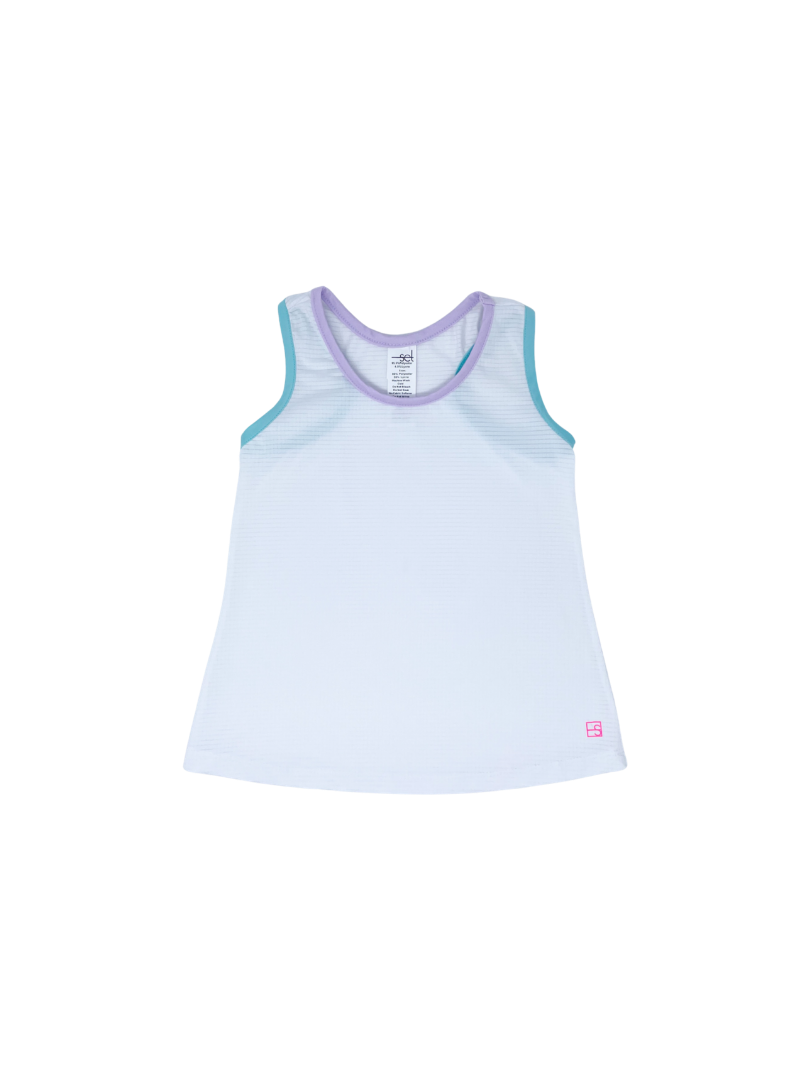 Riley Razor Tank - Pure Coconut / Petal Purple / Totally Turquoise