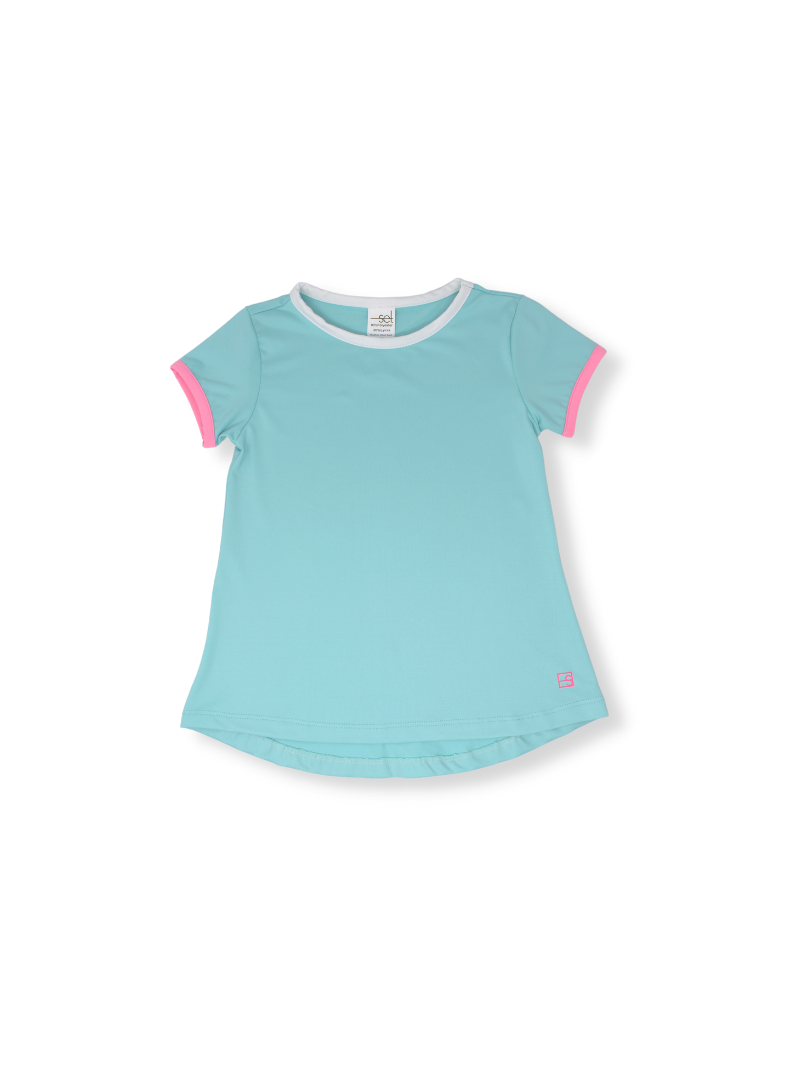 Bridget Basic T - Totally Turquoise, Flamingo Pink, Pure Coconut