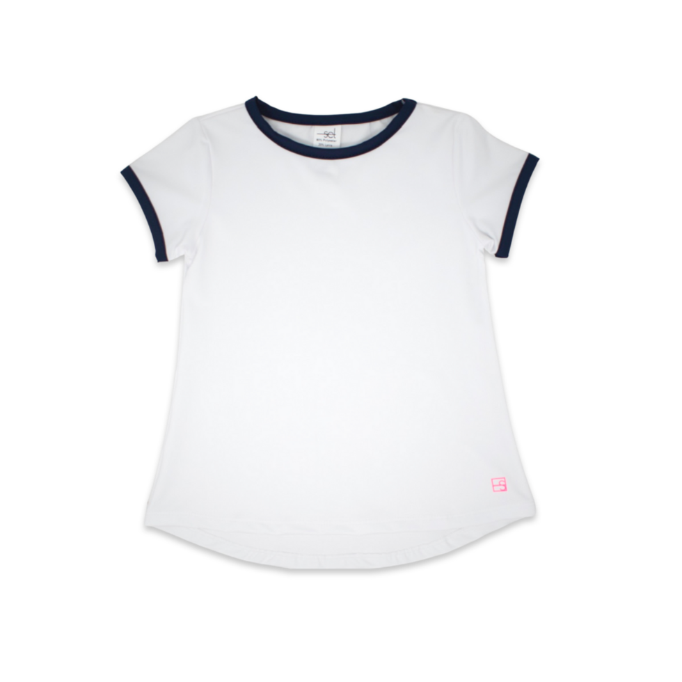 Bridget Basic T - Pure Coconut, Nantucket Navy