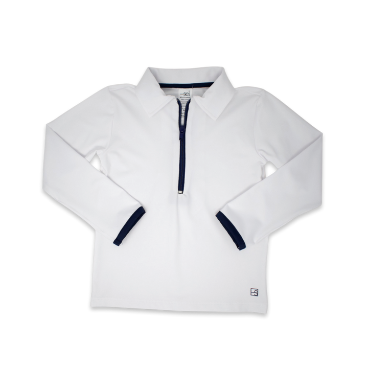 Henry Half Zip - Pure Coconut, Nantucket Navy