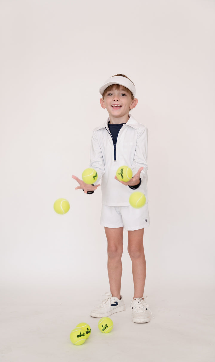 Henry Half Zip - Pure Coconut, Nantucket Navy