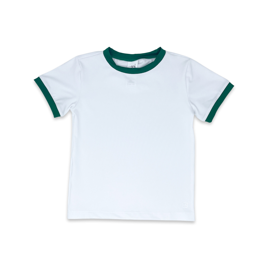 Bradley Basic Tee - Pure Coconut, Augusta Green