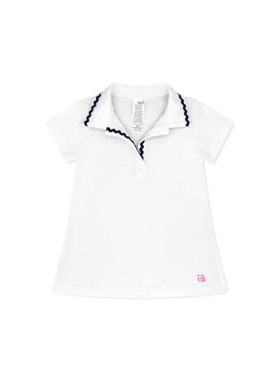 Piper Polo - Misty White, Nantucket Navy
