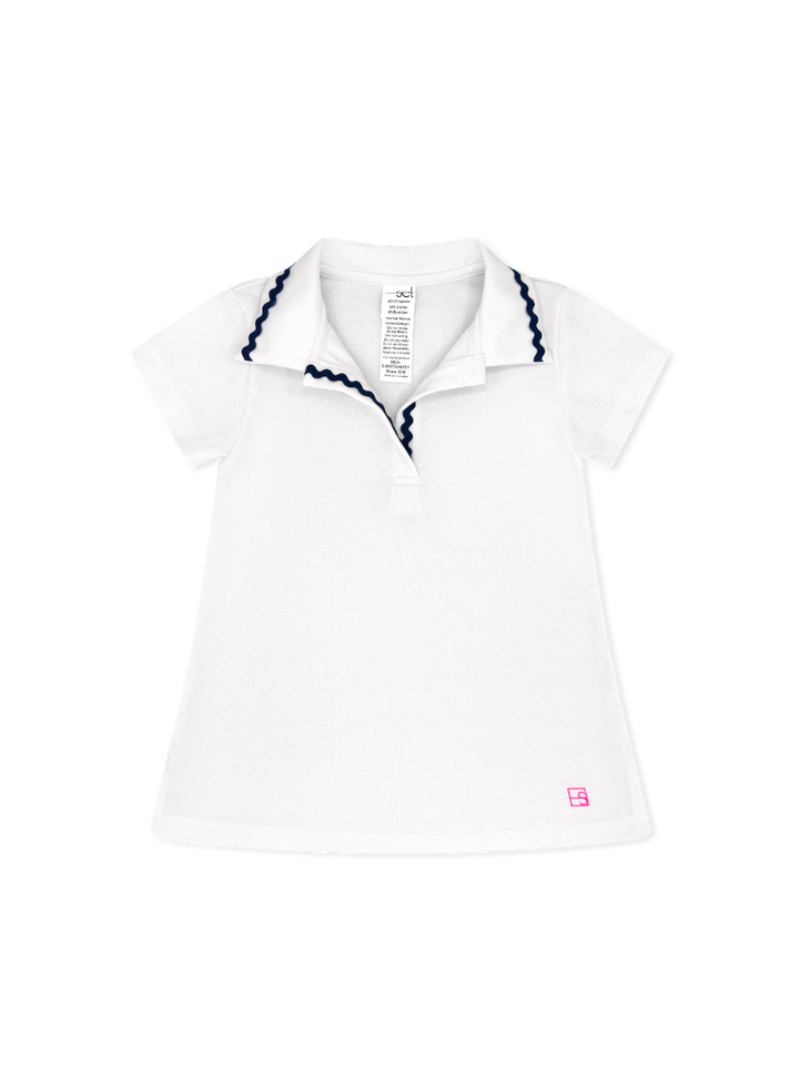 Piper Polo - Misty White, Nantucket Navy