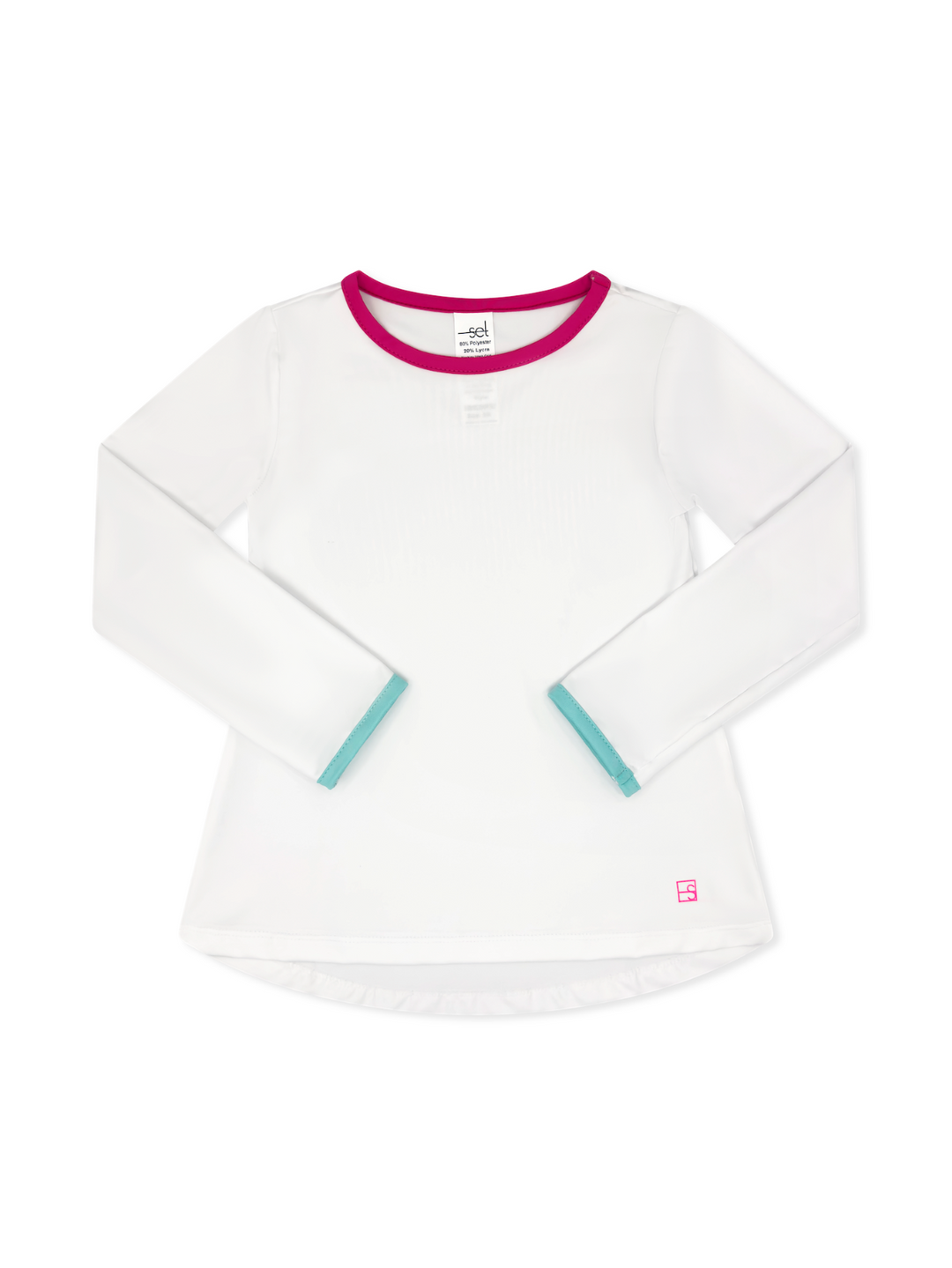 Bridget Basic T Long Sleeve - Pure Coconut, Power Pink, Totally Turquoise