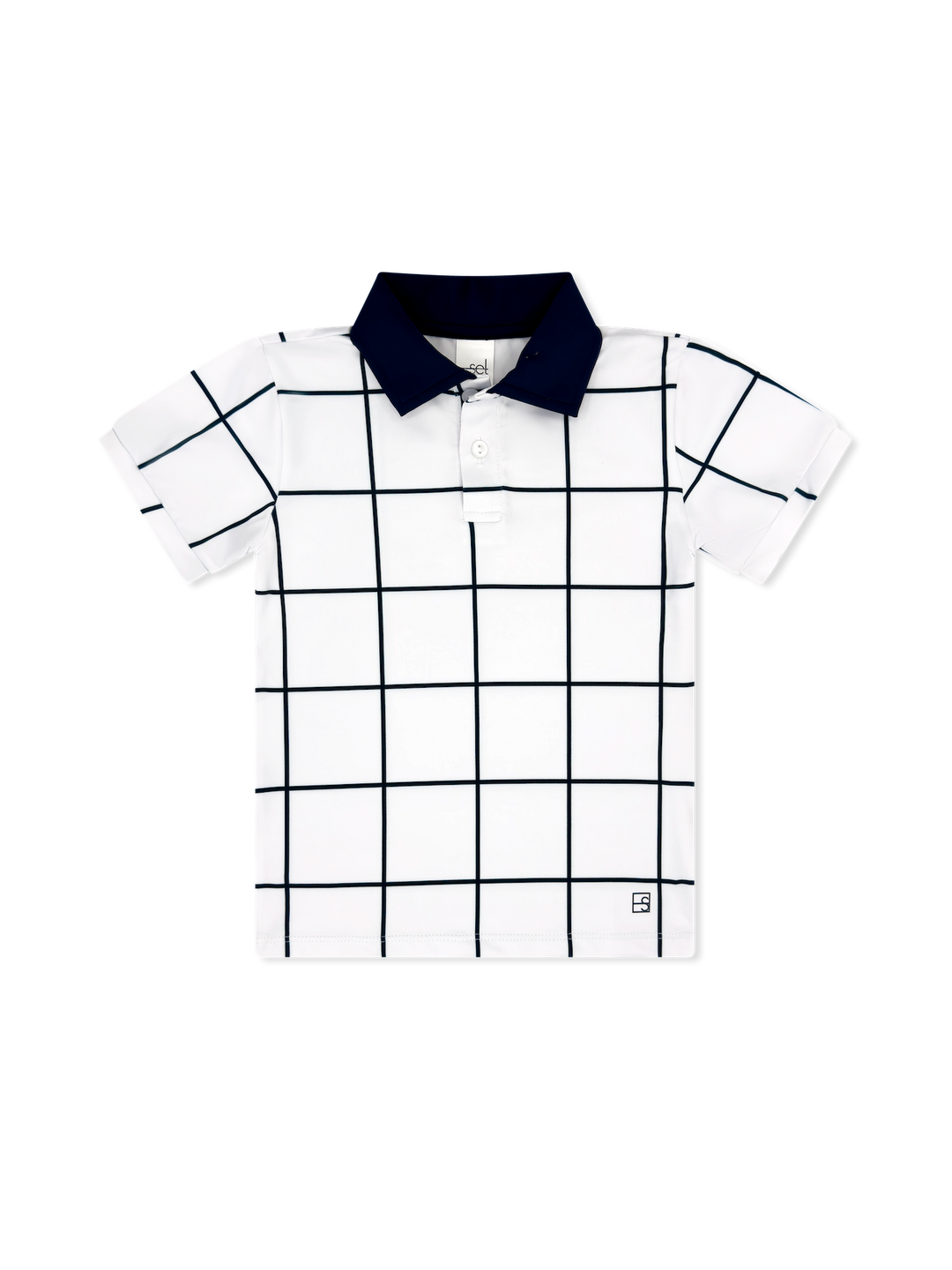Parker Polo - Pure Coconut/Nantucket Navy Willington WIndowpane, Nantucket Navy