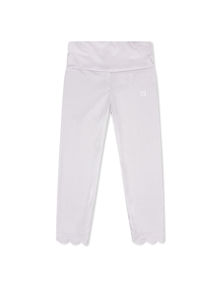 Sadie Scallop Legging - Petal Purple Minigingham