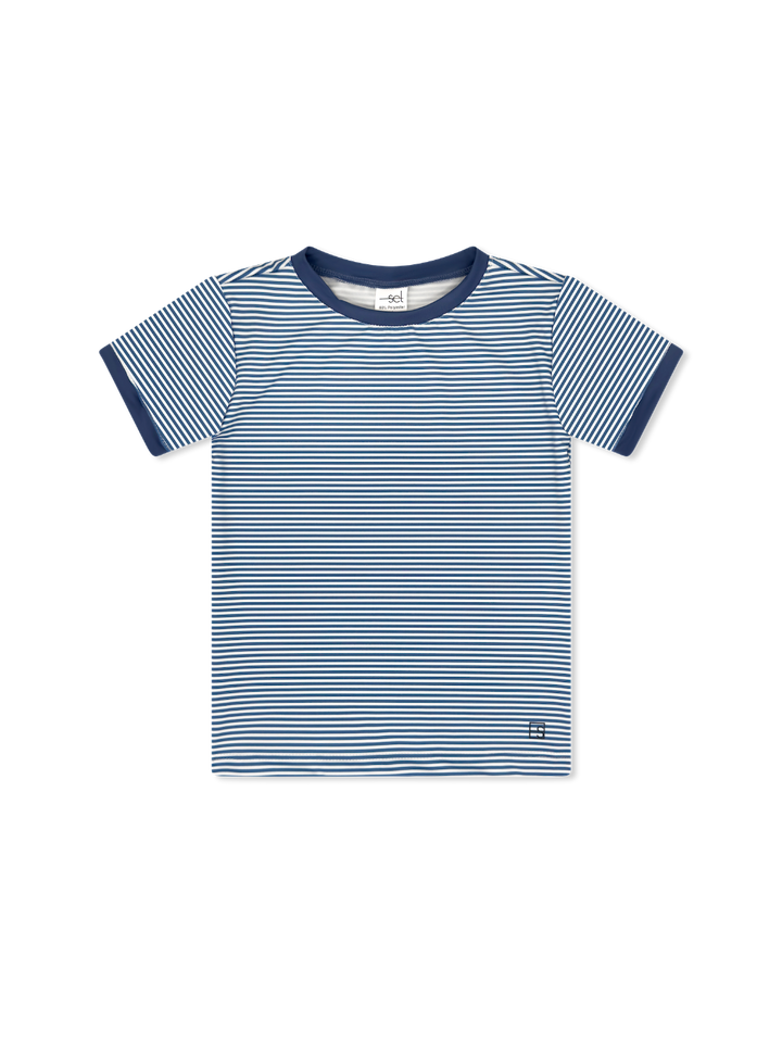 Bradley Basic Tee - Baton Rouge Ministripe, Baton Rouge Blue