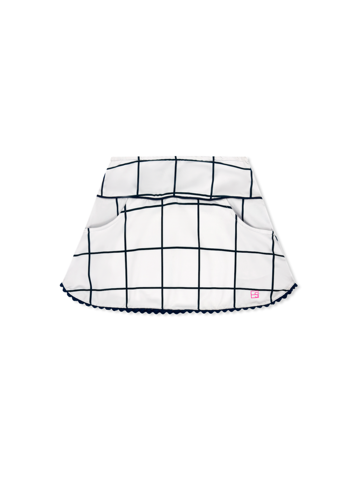 Teagan Tennis Skort - Pure Coconut, Nantucket Navy Willington Windowpane