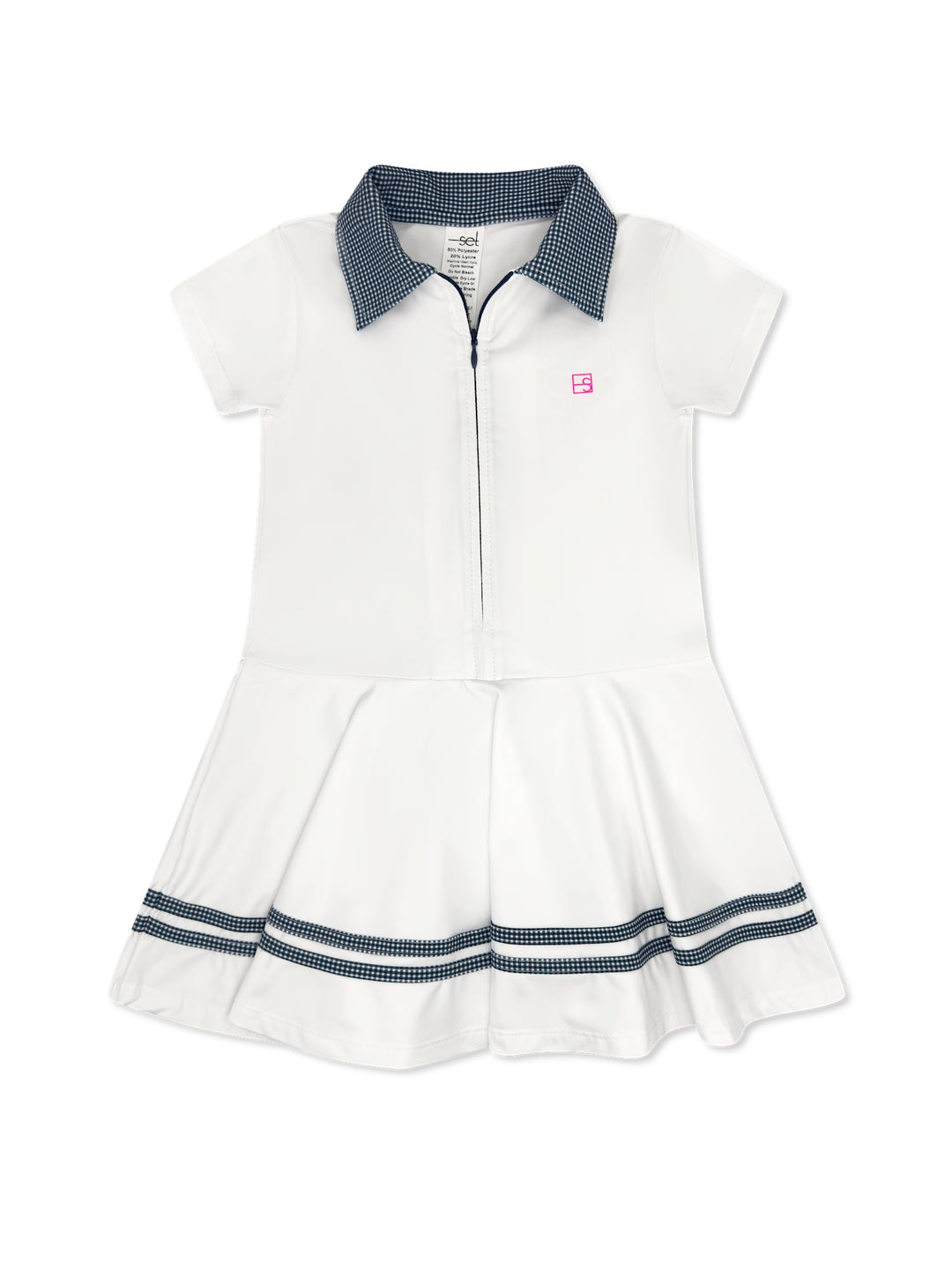 Kristen Dress - Pure Coconut, Nantucket Navy Minigingham