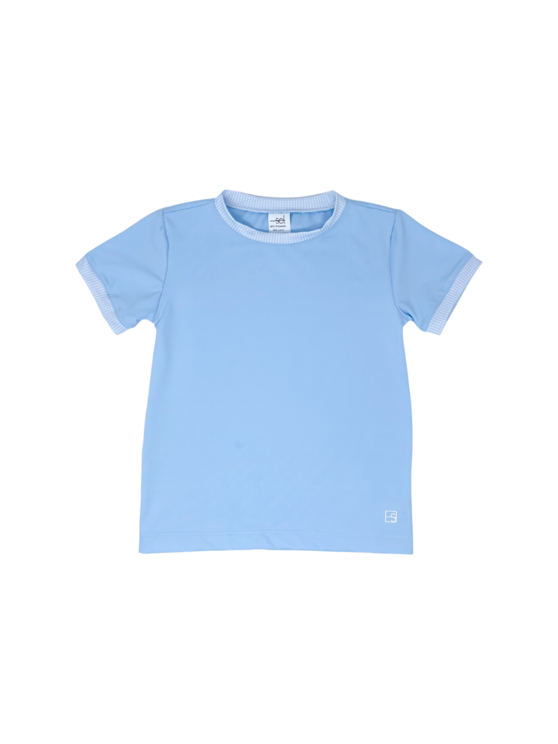 Bradley Basic Tee - Cotton Candy Blue, Cotton Candy Blue Minigingham.