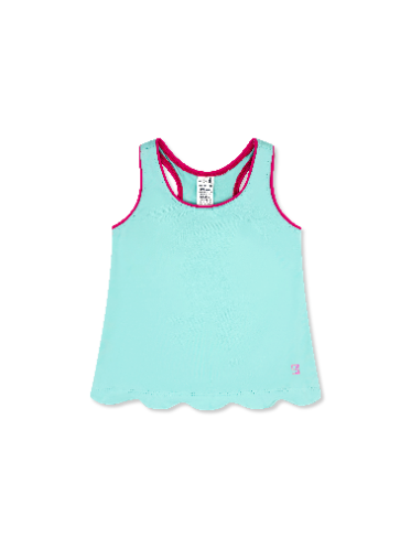 Anna Scallop Tank -  Totally Turquoise, Power Pink