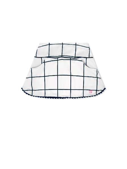 Teagan Tennis Skort -  Pure Coconut, Nantucket Navy Willington Windowpane