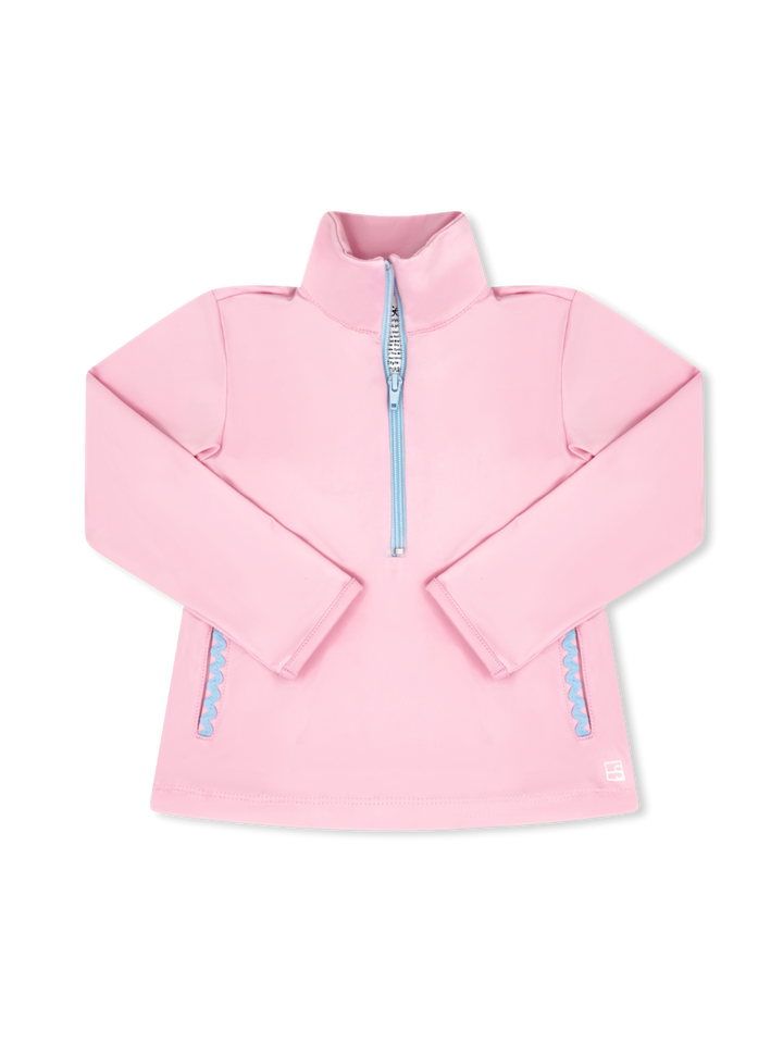 Heather Half Zip -  Cotton Candy Pink, Cotton Candy Blue Ric Rac