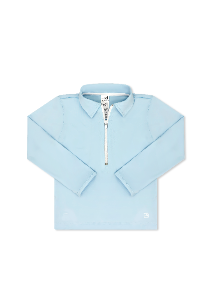 Henry Half Zip -  Cotton Candy Blue, Pure Coconut