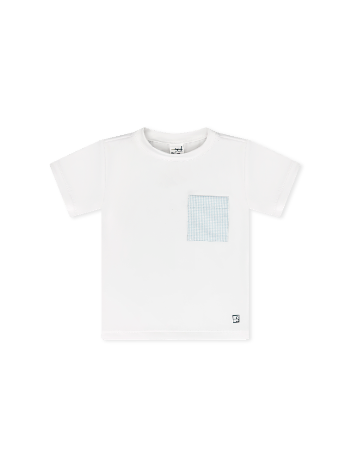 Charlie Shirt -  Pure Coconut, Cotton Candy Blue Minigingham
