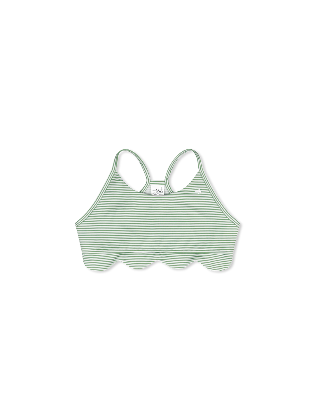 Becca Scallop Sports Bra - Pistachio Green Ministripe