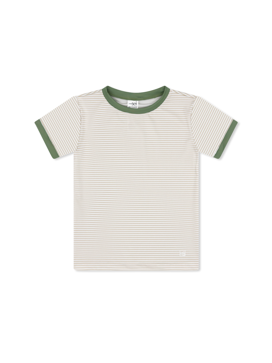 Bradley Basic Tee - Sandstone Ministripe, Pistachio Green