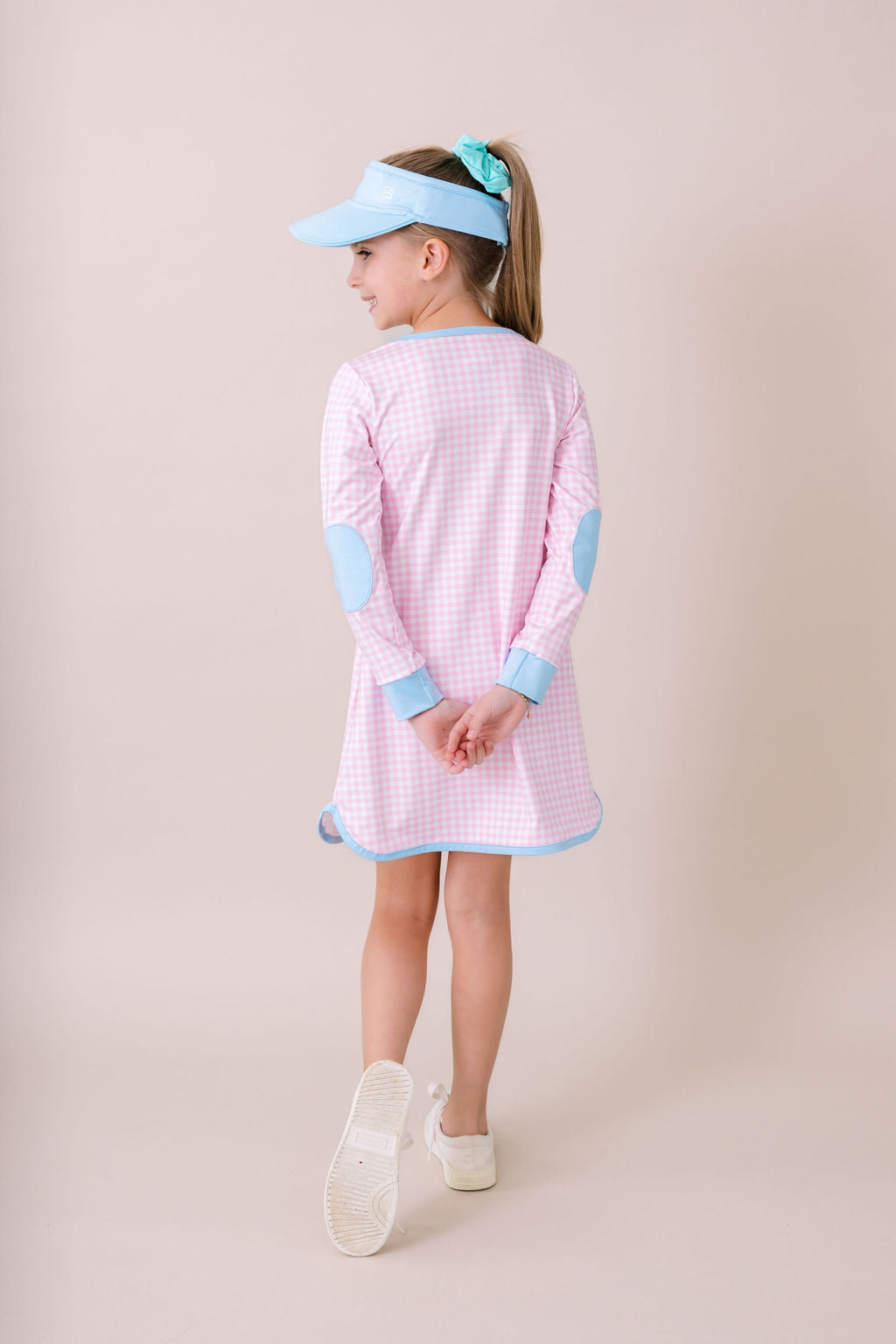 Tinsley Tennis Dress Long Sleeve - Cotton Candy Pink Check, Cotton Candy Blue