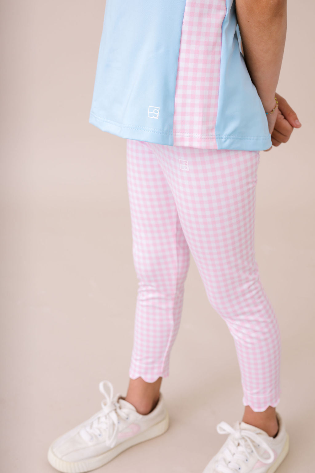 Sadie Scallop Legging - Cotton Candy Pink Check