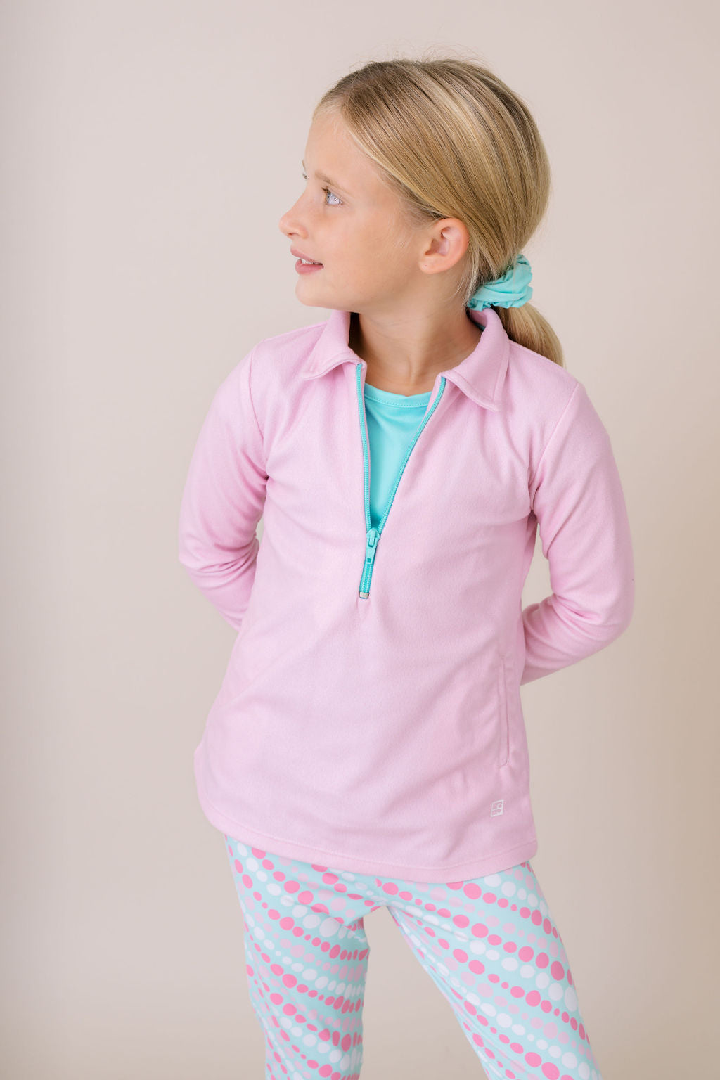 Heather Half Zip - Cotton Candy Pink, Cotton Candy Blue. – Set