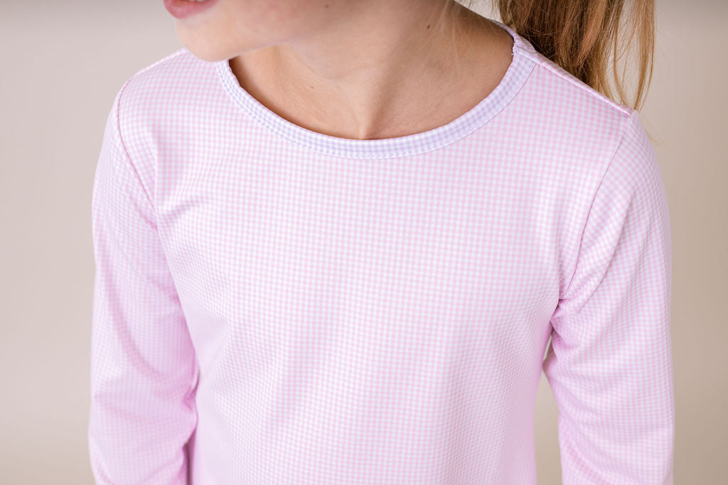Bridget Basic T Long Sleeve - Cotton Candy Pink Minigingham, Petal Purple Minigingham