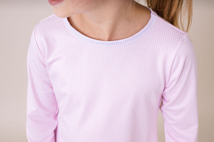 Bridget Basic T Long Sleeve - Cotton Candy Pink Minigingham, Petal Purple Minigingham