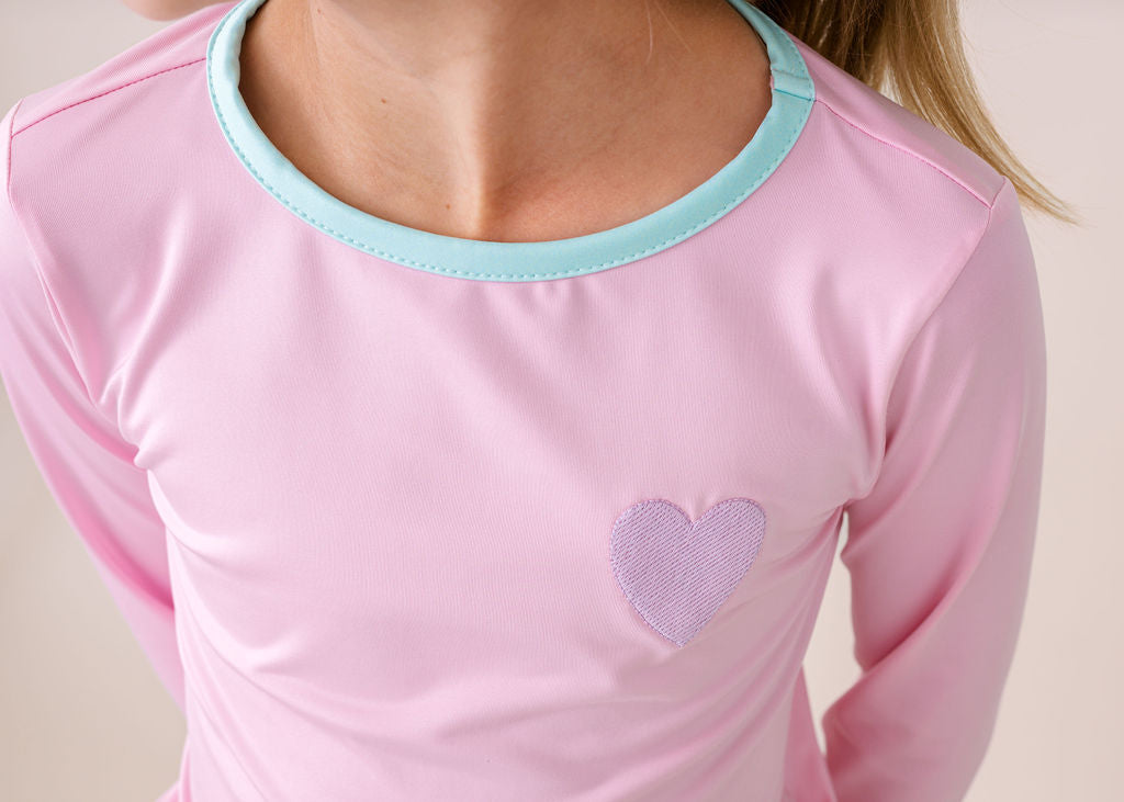 Bridget Top Long Sleeve - Cotton Candy Pink, Cool Mint, Heart