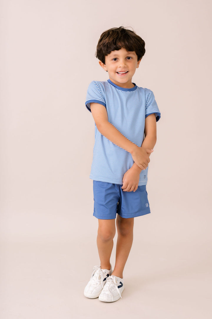 Bradley Basic Tee - Baton Rouge Ministripe, Baton Rouge Blue