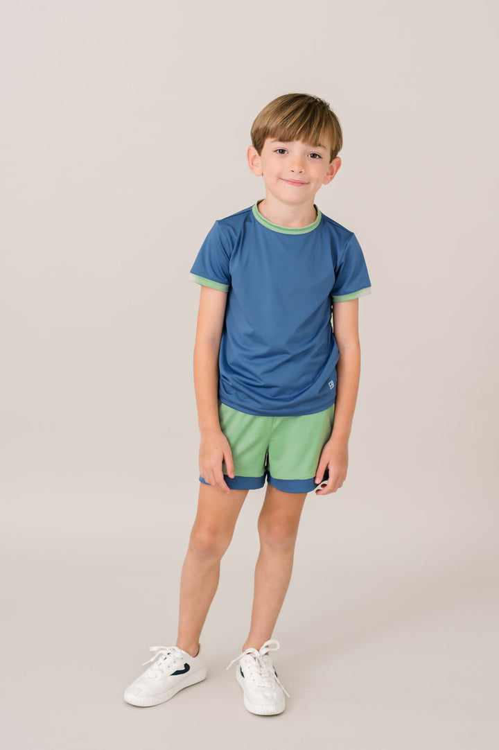 Bradley Basic Tee - Baton Rouge Blue, Pistachio Green