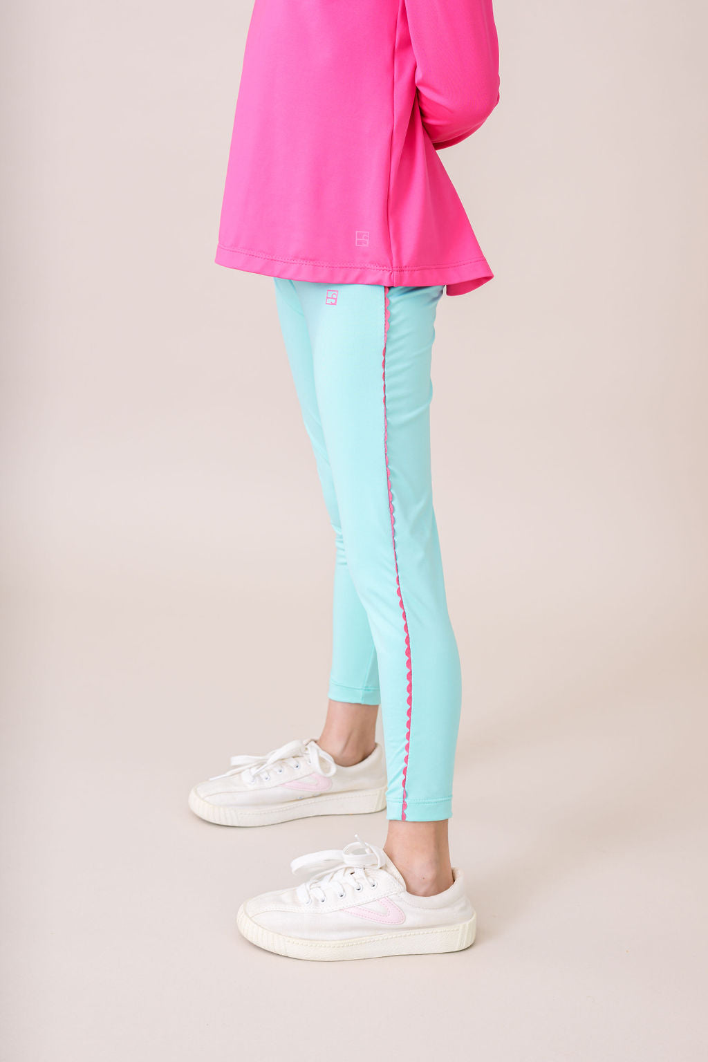 Abigail Highwaist Legging - Totally Turquoise, Power Pink