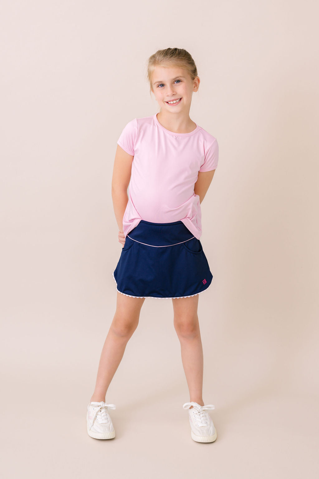 Teagan Skort - Nantucket Navy, Cotton Candy Pink