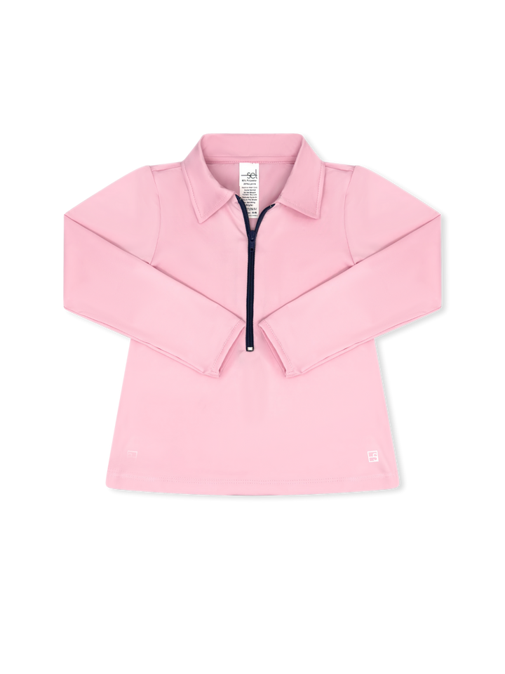 Heather Half Zip - Cotton Candy Pink, Nantucket Navy